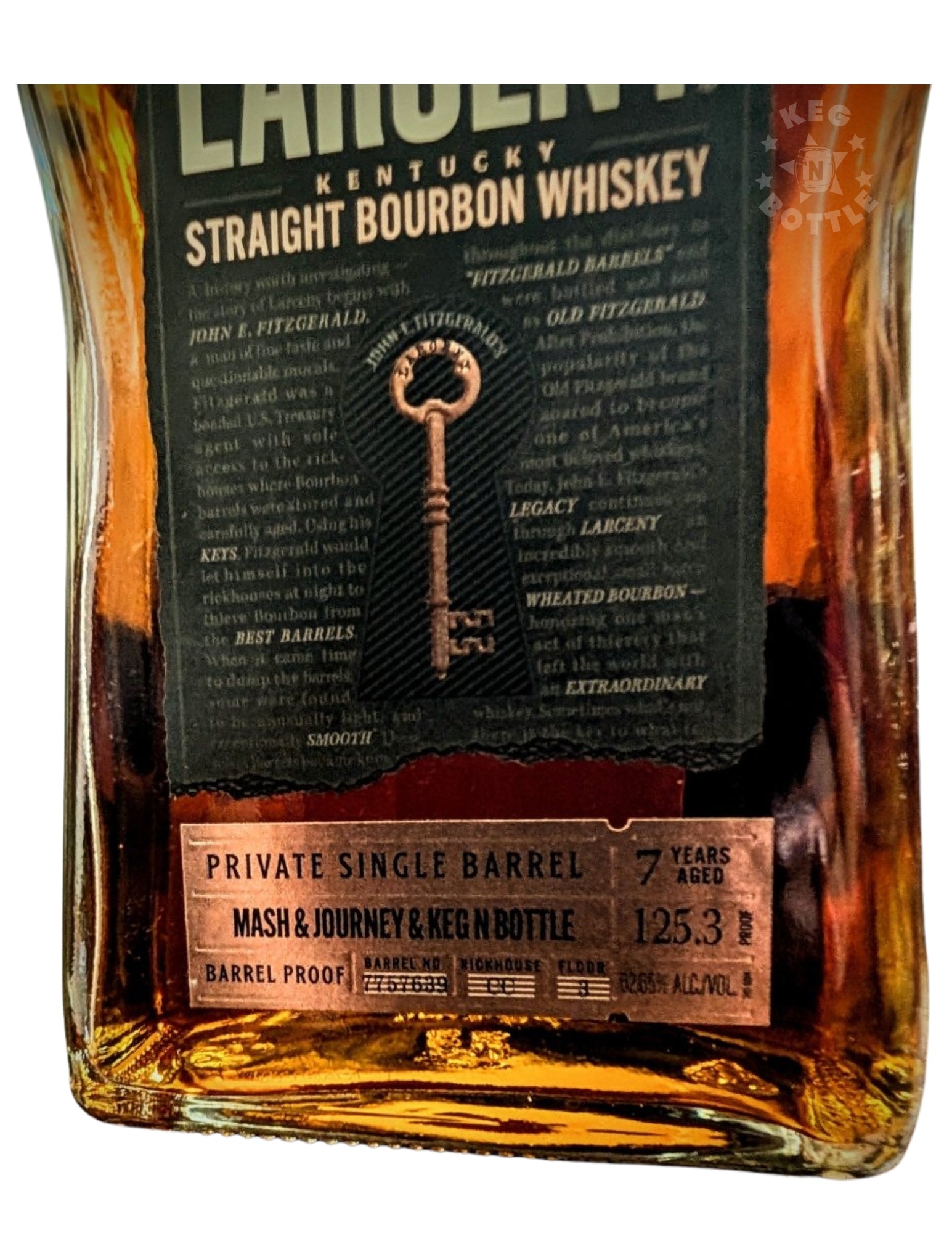 Larceny Private Barrel Proof Bourbon (Barrel #7757639 - We have the Deets) - Mash & Journey & Keg N Bottle Private Barrel Pick 750 ml