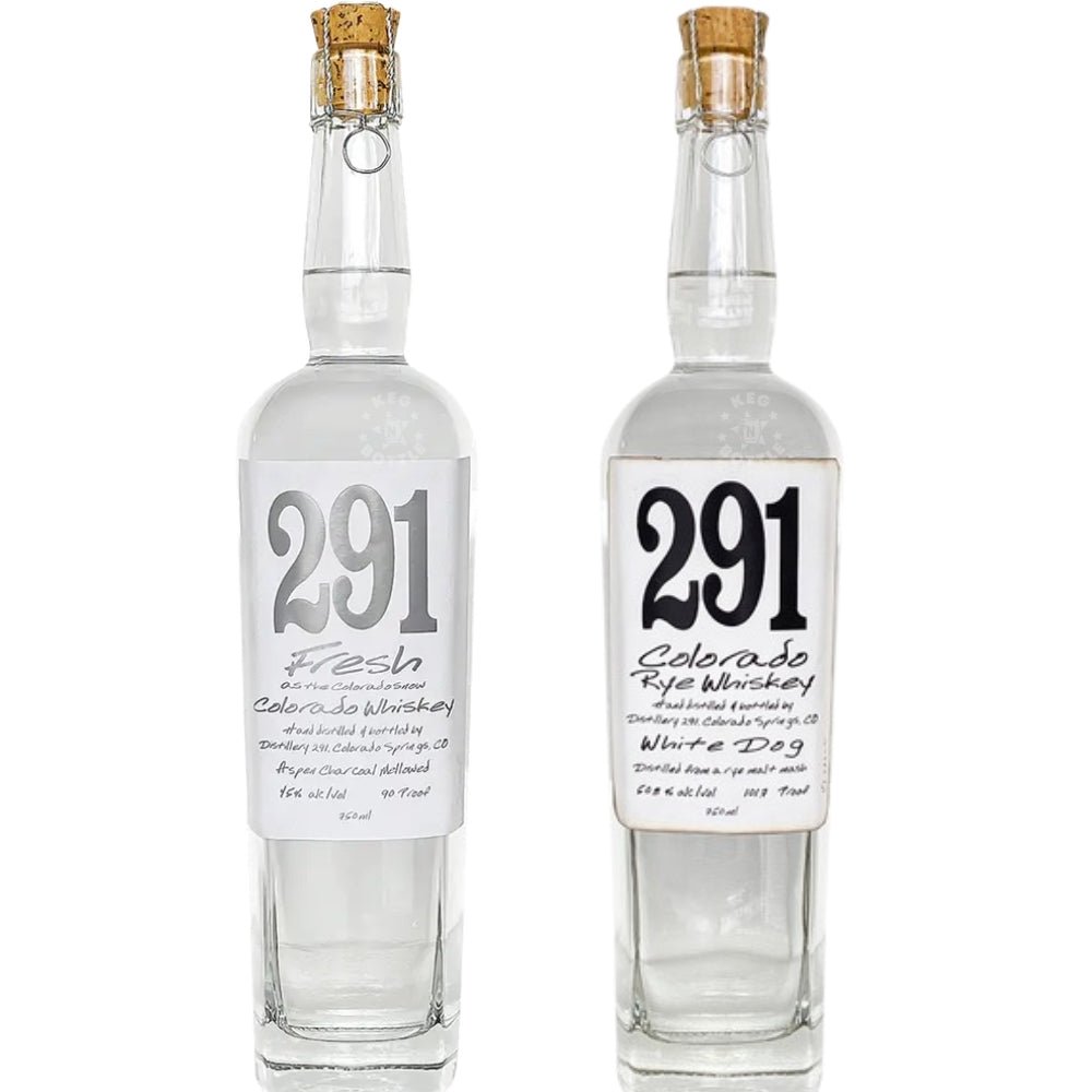 291 Colorado White Dog Duo Pack with Fresh Colorado Whiskey and Colorado Rye Whiskey unaged bottles 2x750mL.
