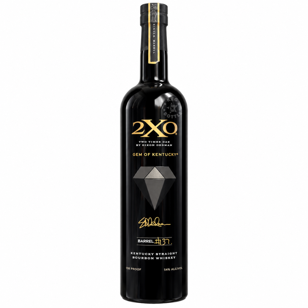 2XO Gem of Kentucky Single Barrel #137 Kentucky Straight Bourbon Whiskey 750mL black bottle with gold lettering, diamond emblem, and Dixon Dedman signature.