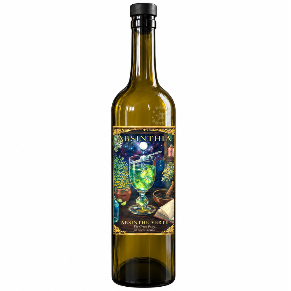 Absinthia's Bottled Spirits Absinthia Absinthe Verte 750mL bottle with decorative botanical label.