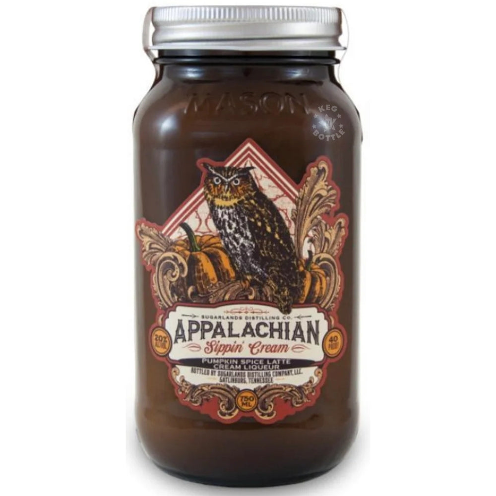 Appalachian Sippin’ Cream Pumpkin Spice Latte Cream Liqueur 750mL mason jar by Sugarlands Distilling Company.