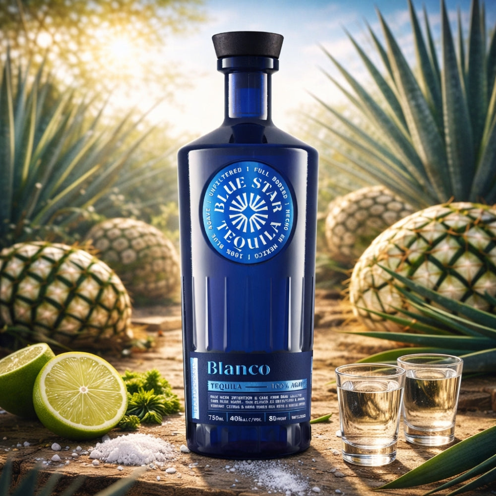 Blue Star Blanco 100% Blue Agave Tequila 750mL blue bottle 2