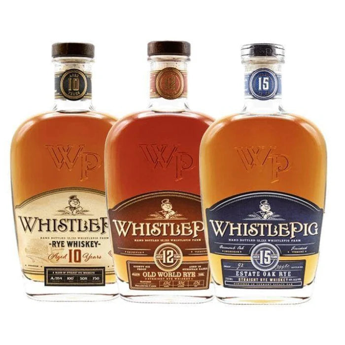 WhistlePig 10, 12, 15 Year Straight Rye Whiskey Value Bundle (750mL)