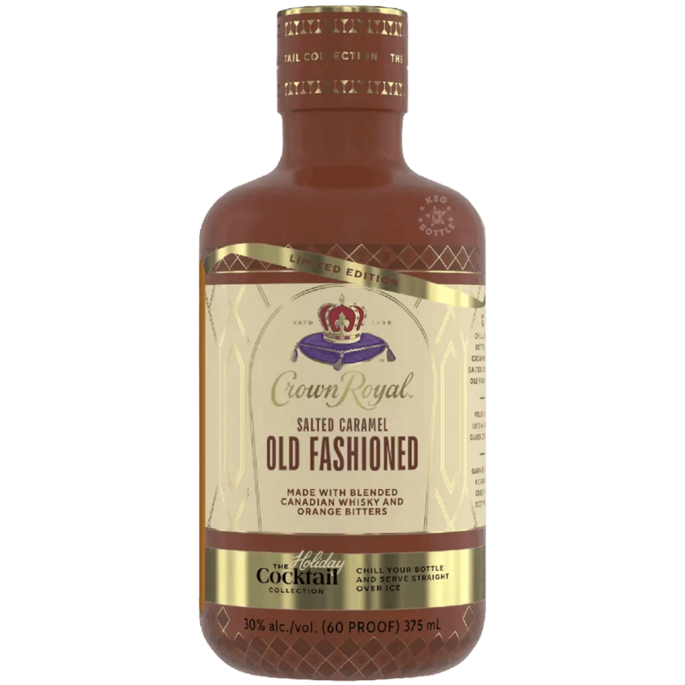 Crown Royal Salted Caramel Old Fashioned Limited Edition 375mL bottle from The Holiday Cocktail Collection, made with blended Canadian whisky and orange bitters, 30% ABV.