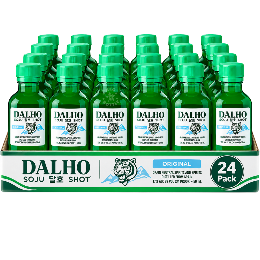 Dalho Soju Shot 24-Pack featuring 24 individual 50mL mini soju bottles. 2