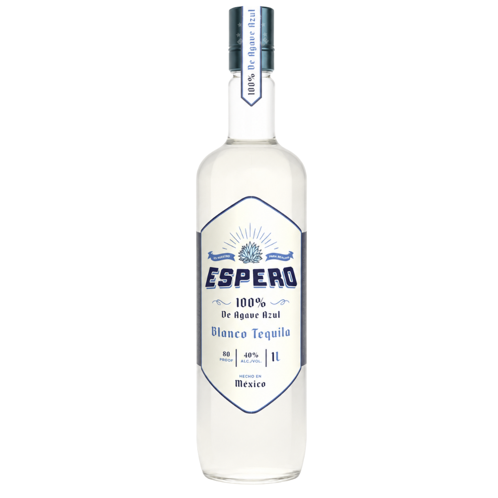 Espero 100% De Agave Azul Blanco Tequila 1L bottle made from 100% Blue Agave and crafted in Mexico.