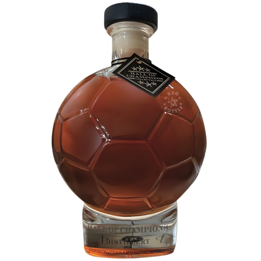 Hall Of Champions 5 Year Aged Rum soccer ball decanter bottle