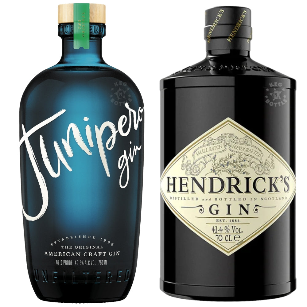 Hendrick’s Gin 750mL and Junipero Gin 750mL premium botanical gin combo pack