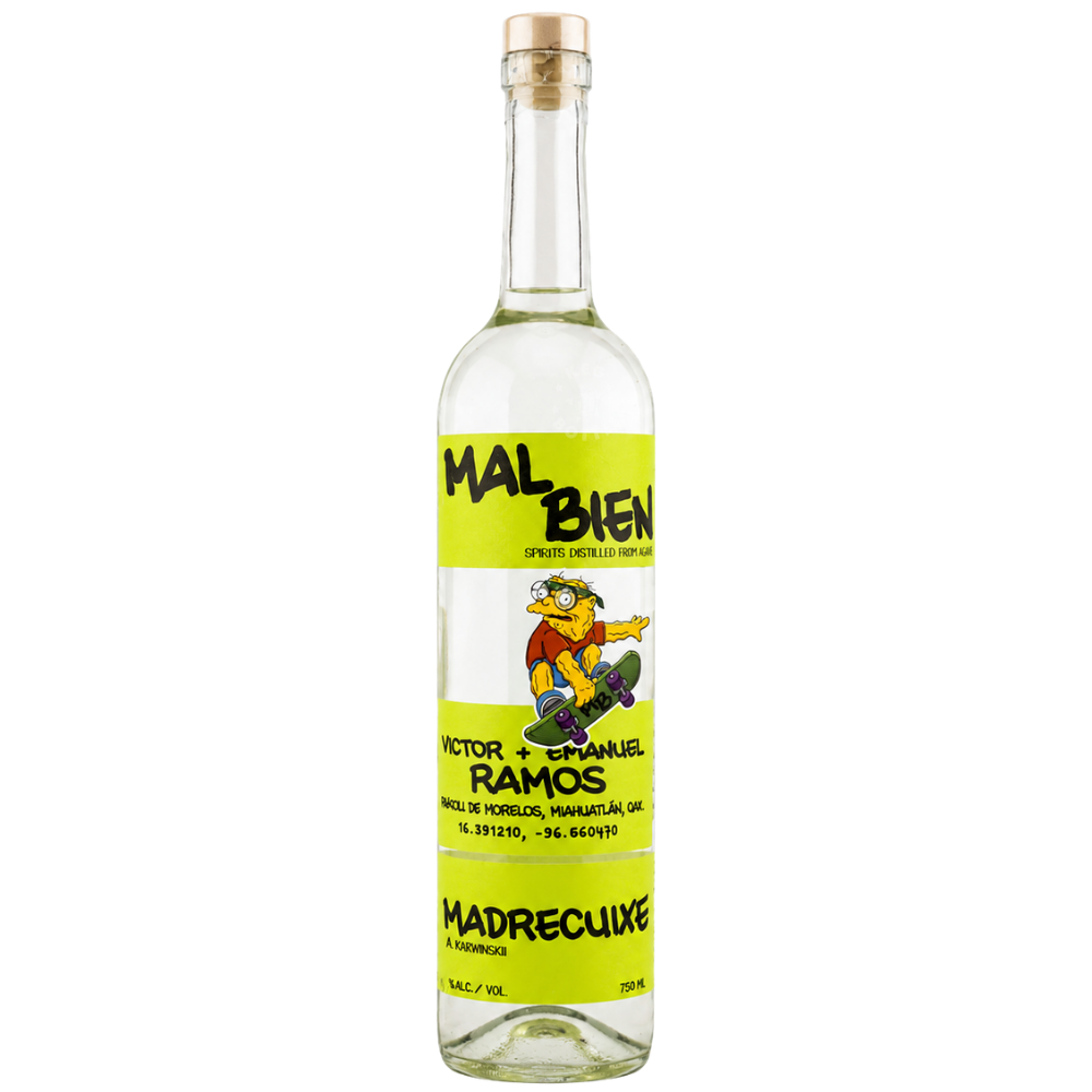 Mal Bien Niños Viejos Madrecuishe Mezcal 750mL bottle by Victor and Emanuel Ramos from Miahuatlán, Oaxaca.