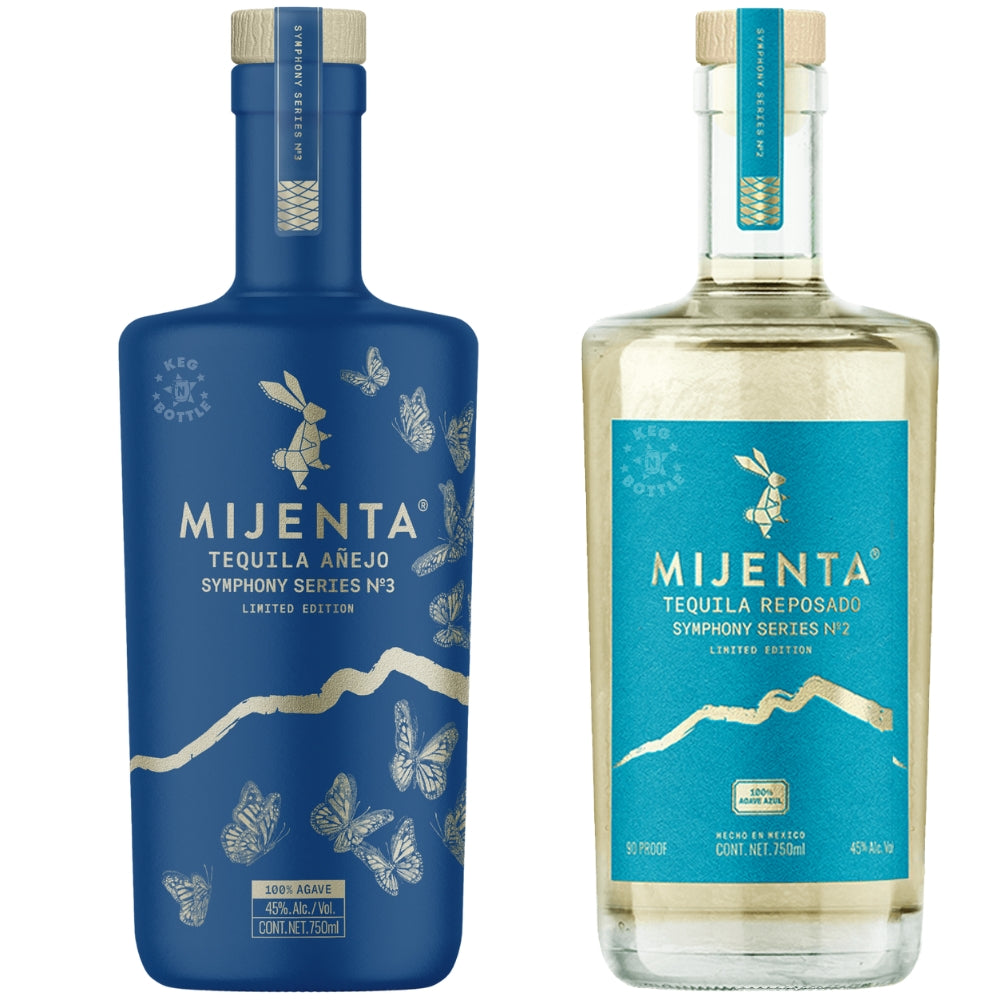 Mijenta Symphony Series Reposado and Anejo tequila duo bundle bottles