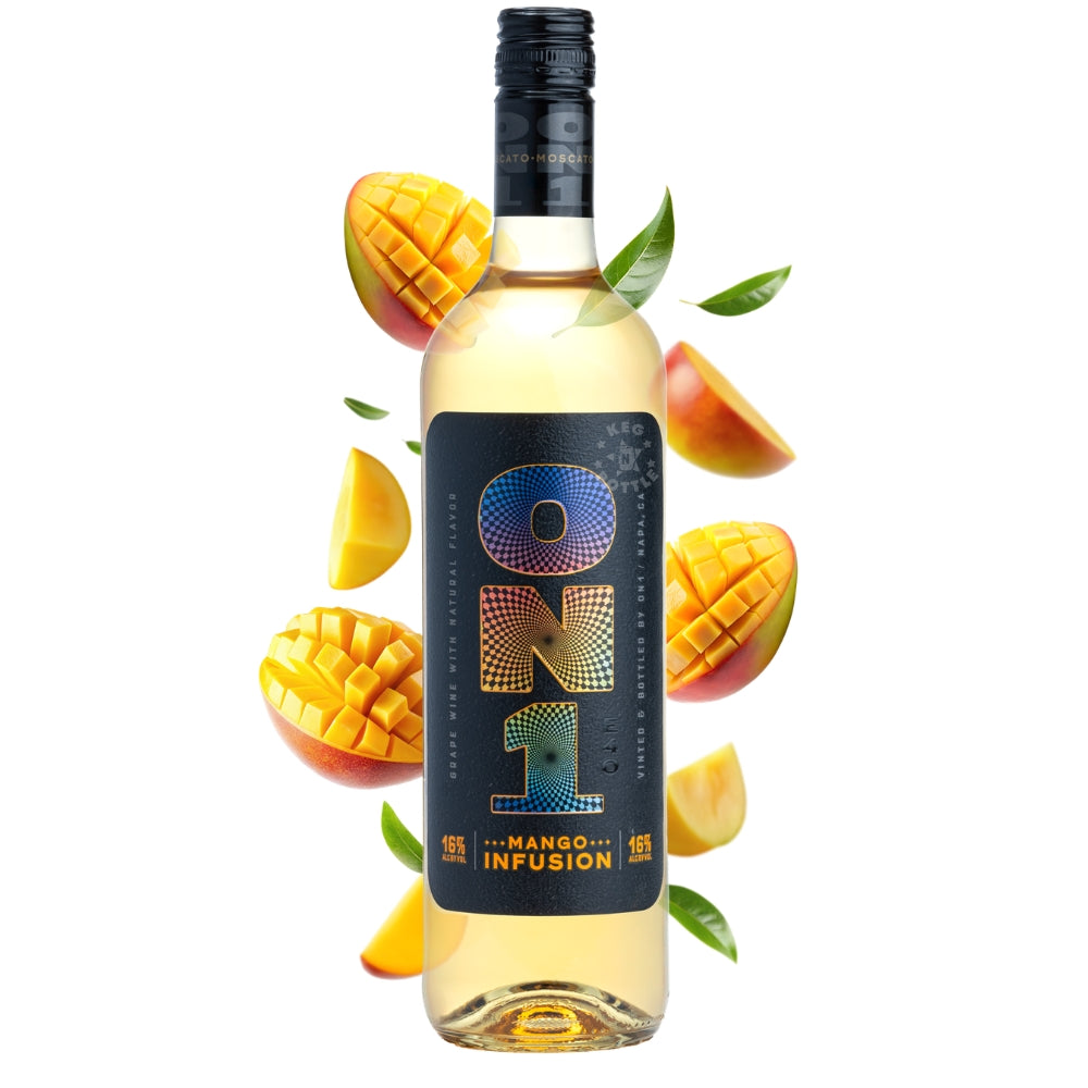 ON1 Mango Infusion Vodka 750mL bottle with black label and holographic ON1 design 16% ABV 2