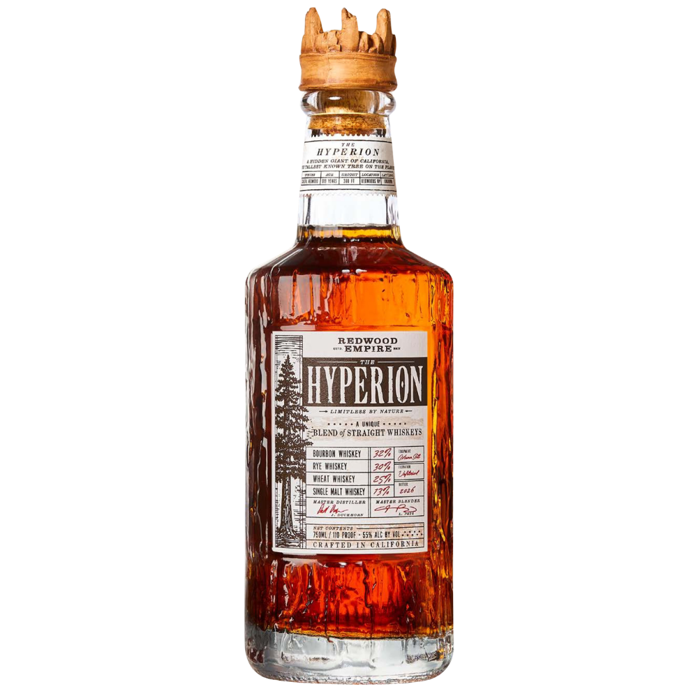 Redwood Empire The Hyperion 2026 Blend of Straight Whiskeys 750mL bottle, 110 proof and 55% ABV.