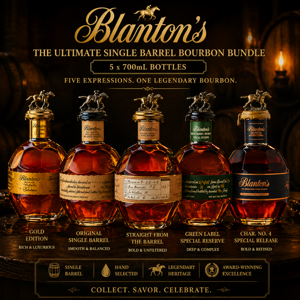 Blanton’s Gold, SFTB, Original, Green & Char No.4 Bourbon Bundle (700mL)