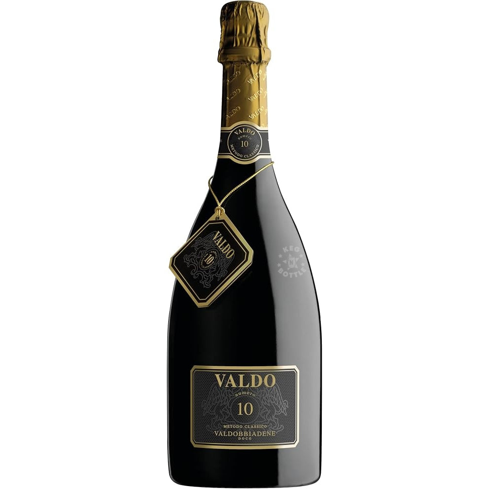 Valdo Valdobbiadene Prosecco Superiore Numero 10 750mL black bottle with elegant gold detailing.