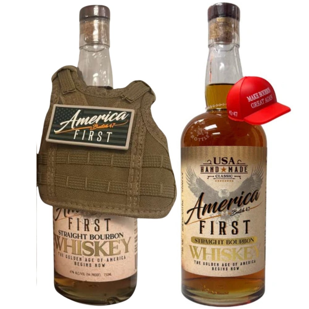 America First Straight Bourbon Whiskey with Vest & Hat Topper Bundle (2 x 750 ml)