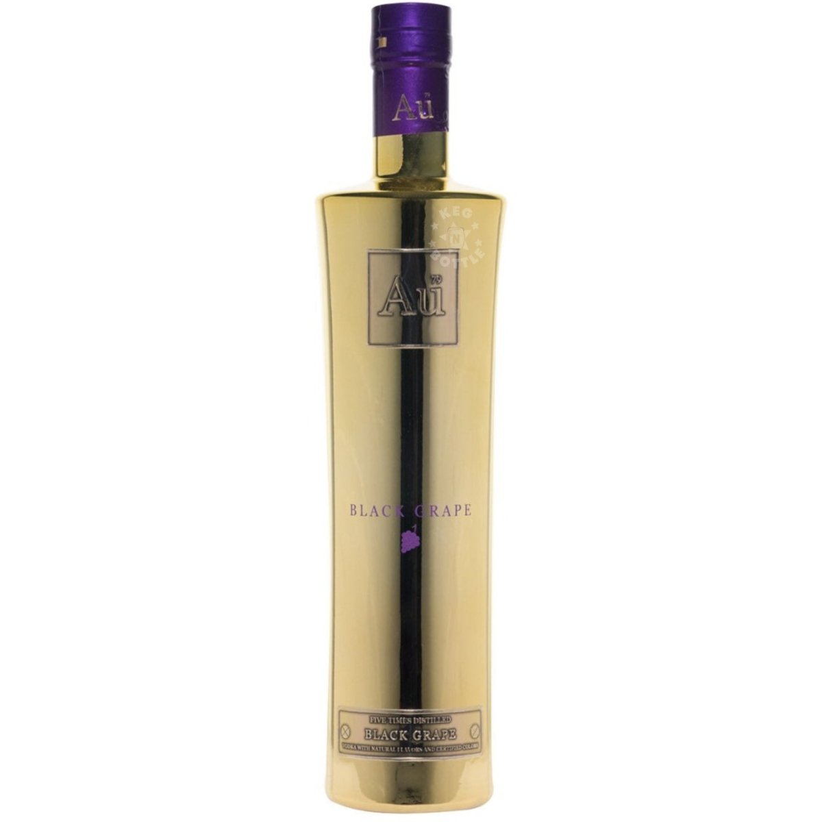 Au Black Grape Vodka 750ml bottle with gold finish and purple cap