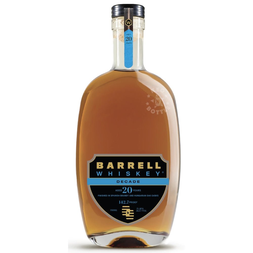 Barrell Decade Whiskey 750 ml bottle aged 20 years with Spanish brandy and Hungarian oak cask finish.