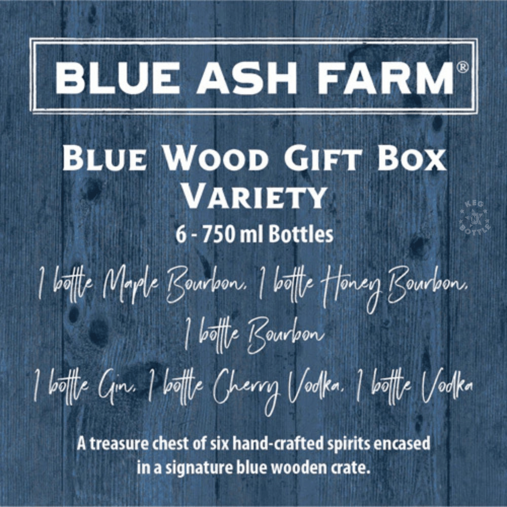 Blue Ash Farm Blue Wood Gift Box Variety Pack with six handcrafted spirits in a premium wooden crate - 2