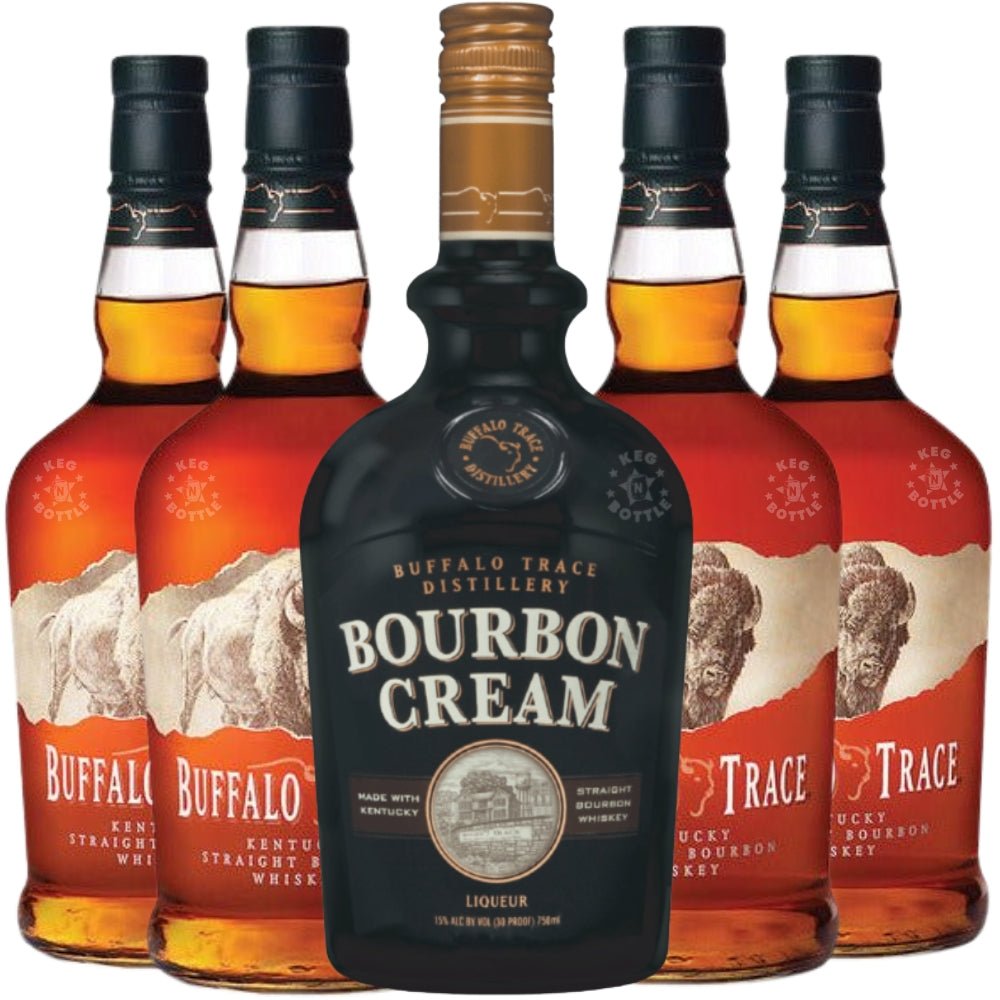 Buffalo Trace 4 Pack with Bourbon Cream Bottle Bundle 750 ml