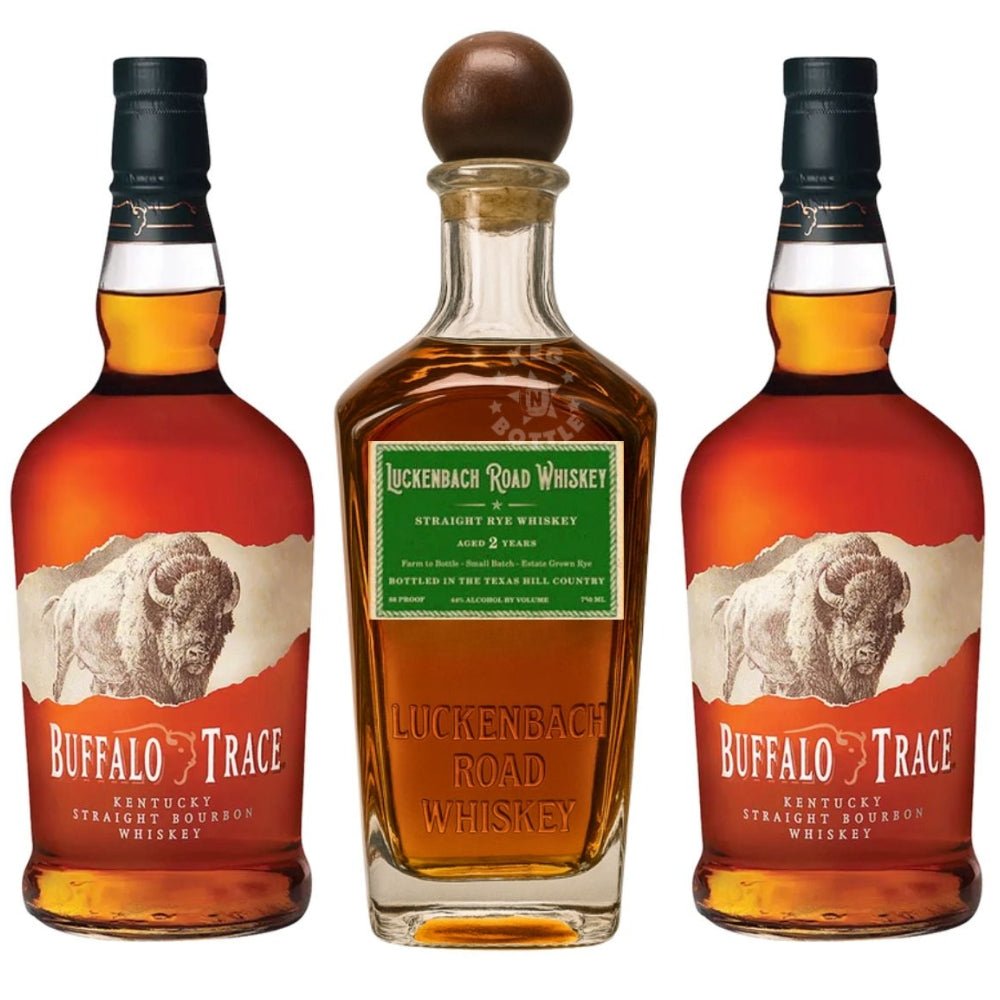 Buffalo Trace Bourbon x Luckenbach Rye Whiskey Combo Pack (3 x 750 ml) | Keg N Bottle