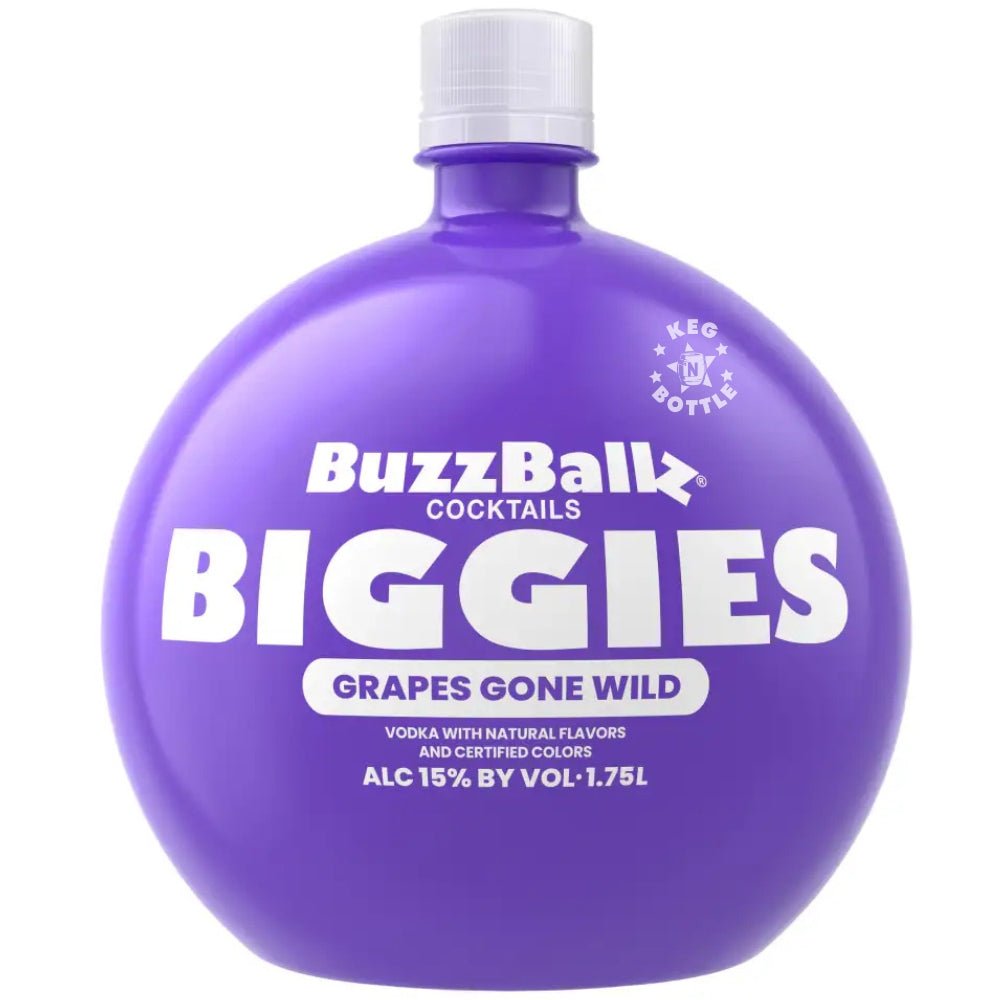 BuzzBallz Biggies Grapes Gone Wild 1.75L purple spherical cocktail bottle