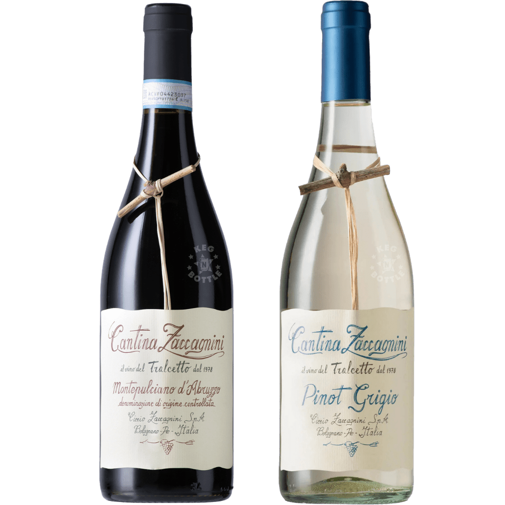 Cantina Zaccagnini Red and White Wine Bundle featuring Montepulciano d'Abruzzo and Pinot Grigio Terre d'Abruzzo 750mL bottles from Italy