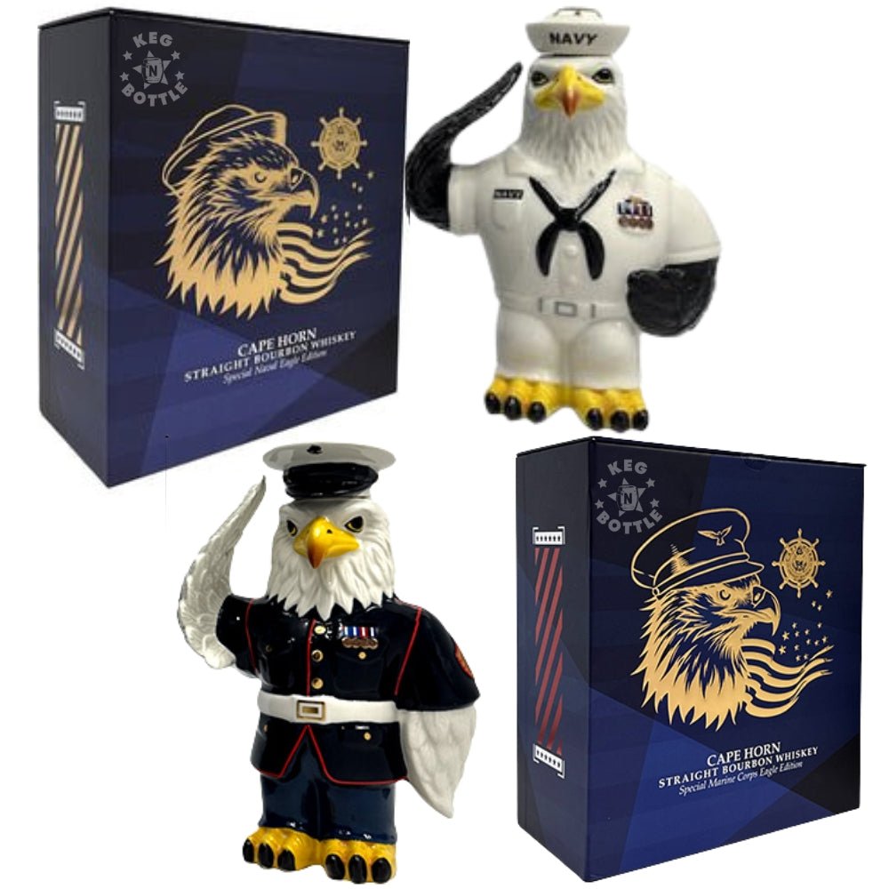 Cape Horn Navy and Marine eagle decanter bourbon whiskey bundle 750ml two pack