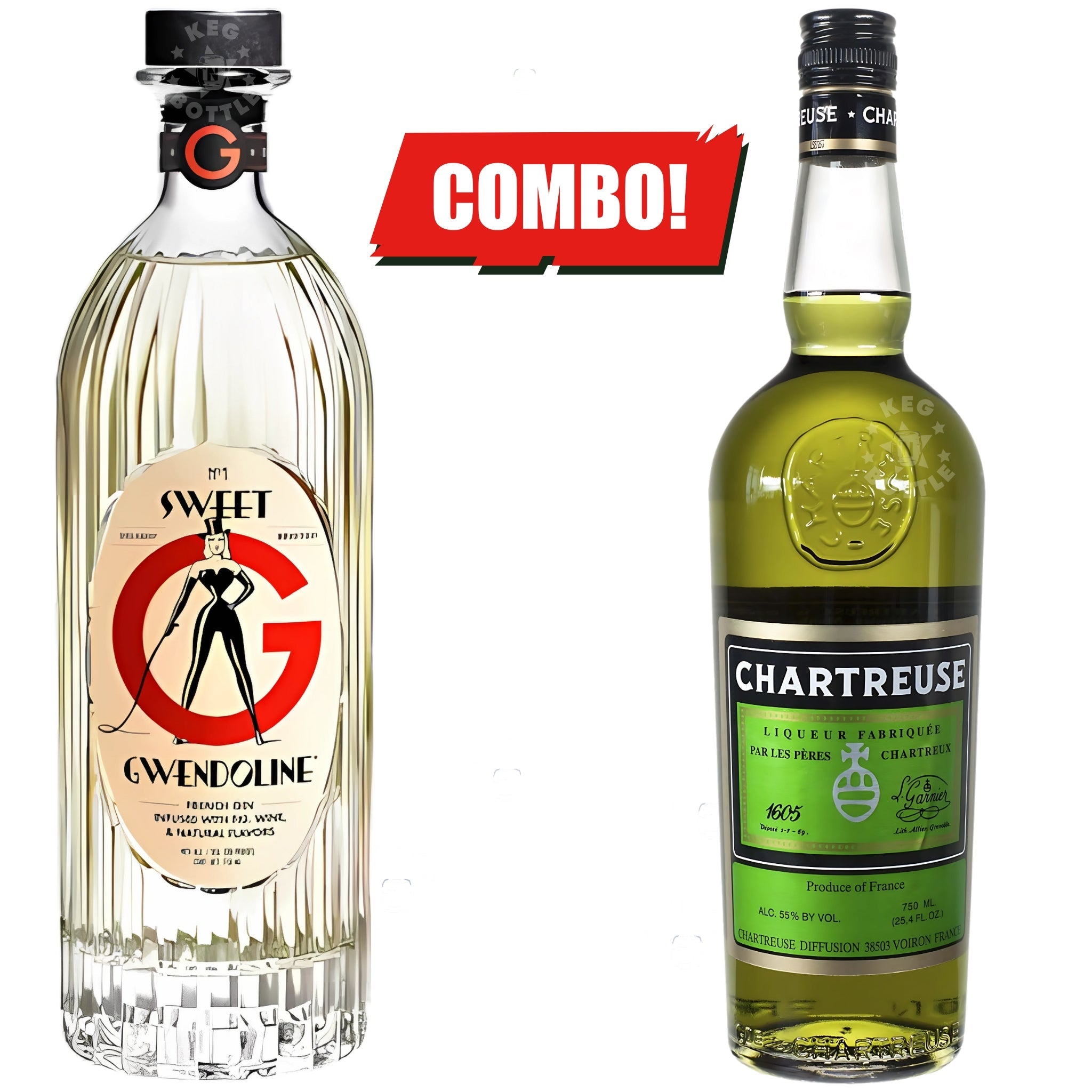 Chartreuse Green Liqueur & Gin Combo Pack (2x750ml) - Keg N Bottle