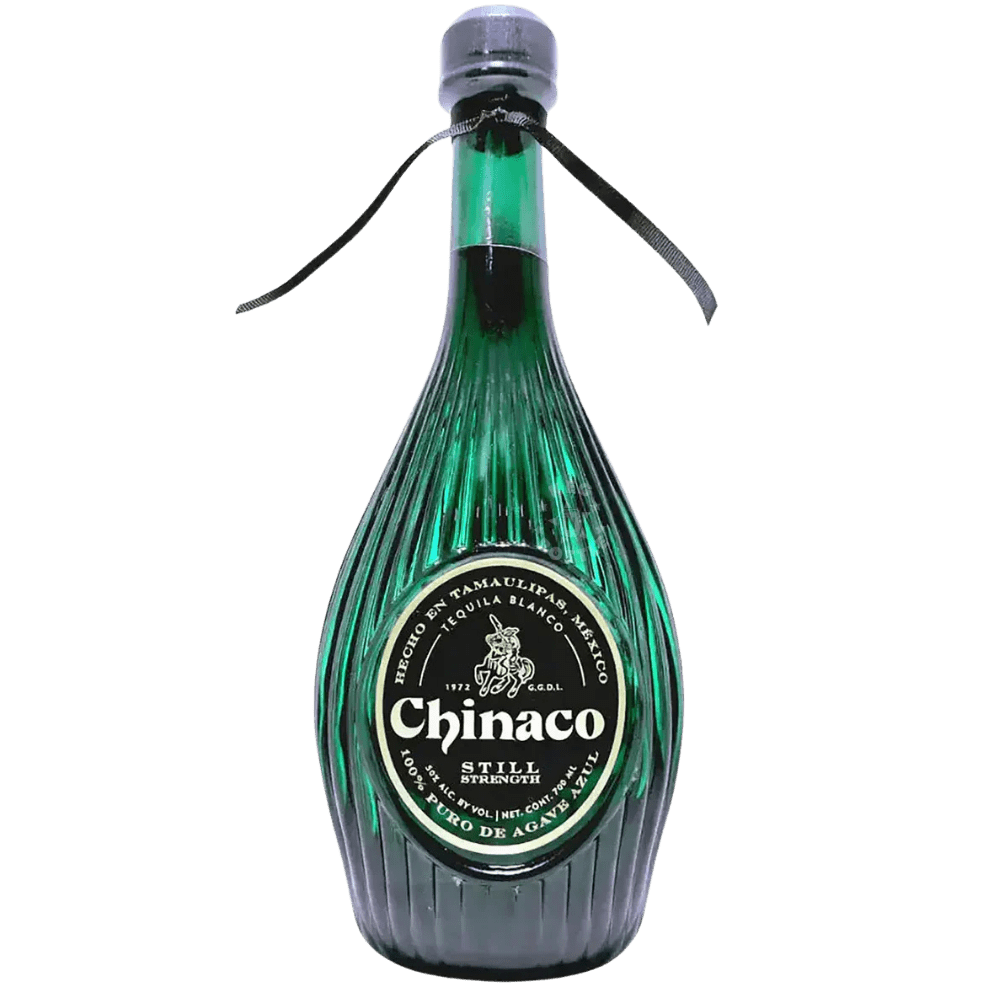 Chinaco Blanco Still Strength Tequila 100 Proof 700mL in emerald green bottle crafted from 100% Blue Weber Agave in Tamaulipas Mexico.