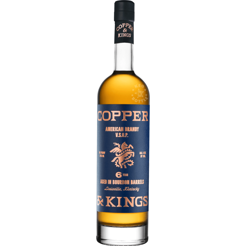 Copper & Kings American Brandy VSOP 6 Year 750mL bottle aged in bourbon barrels in Louisville, Kentucky.