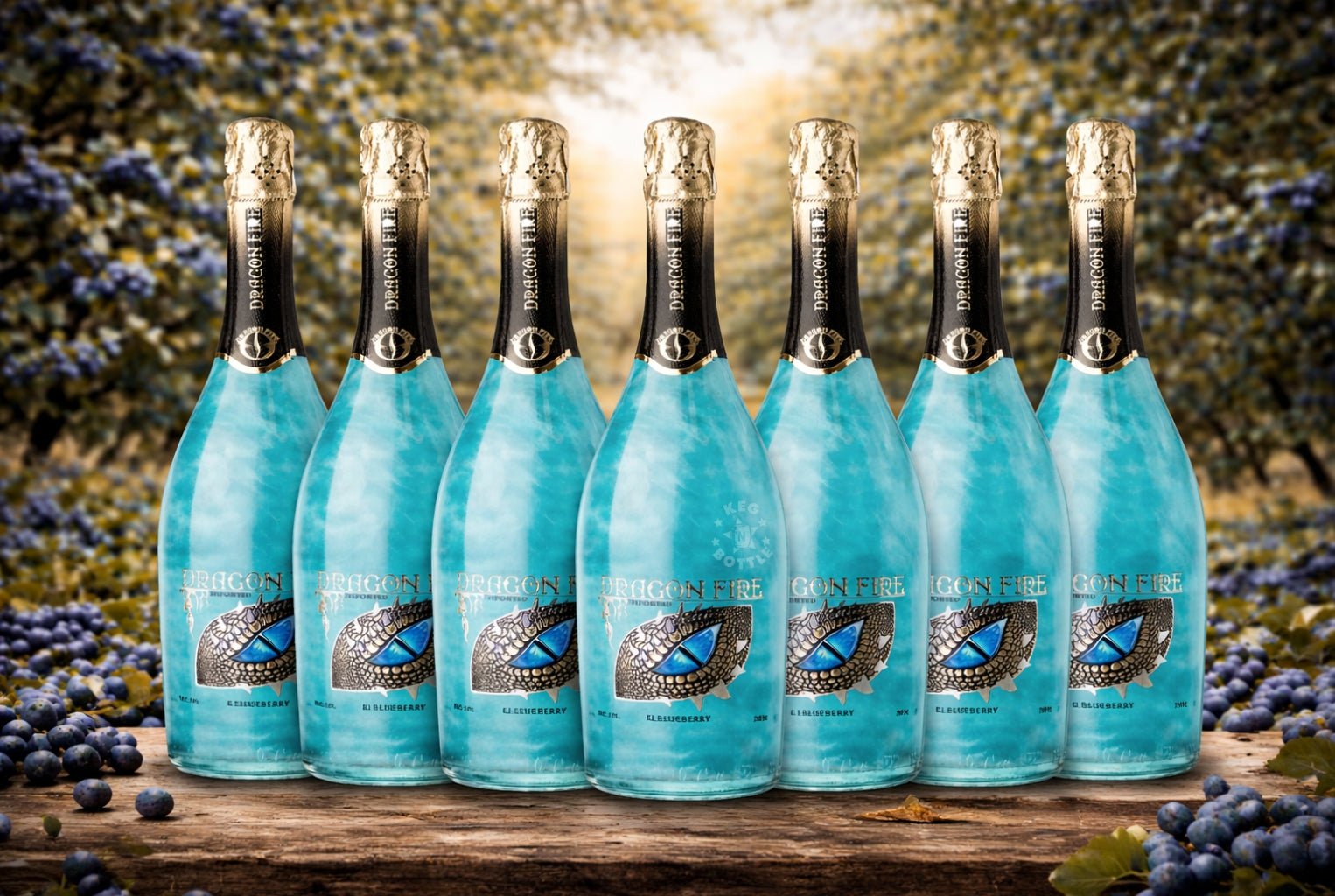 Dragon Fire Blueberry Wine Bundle Pack of 7 with Background