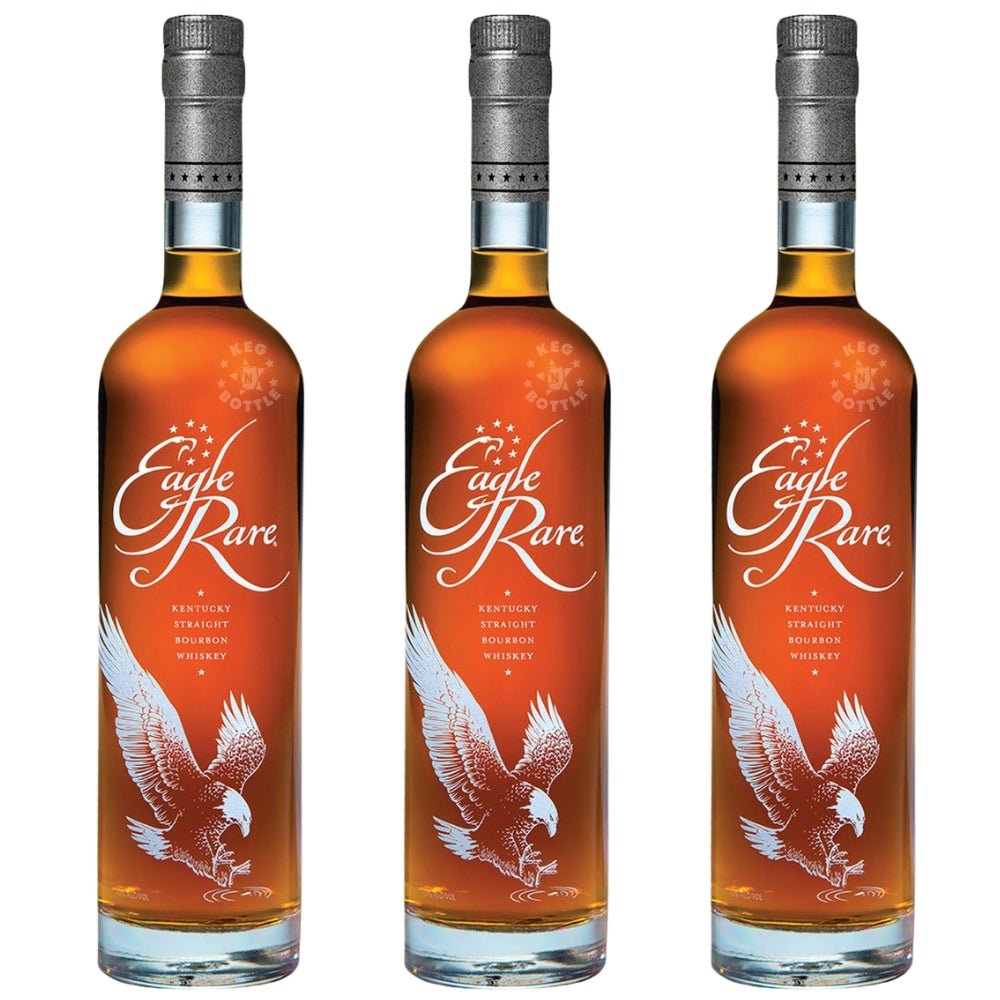 Three bottles of Eagle Rare 10-Year Kentucky Straight Bourbon Whiskey, 750 ml each, 90 proof.