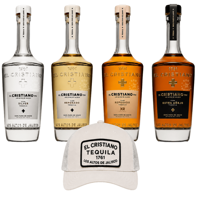 El Cristiano Tequila Combo Pack with Trucker Hat (4 x 750 ml)