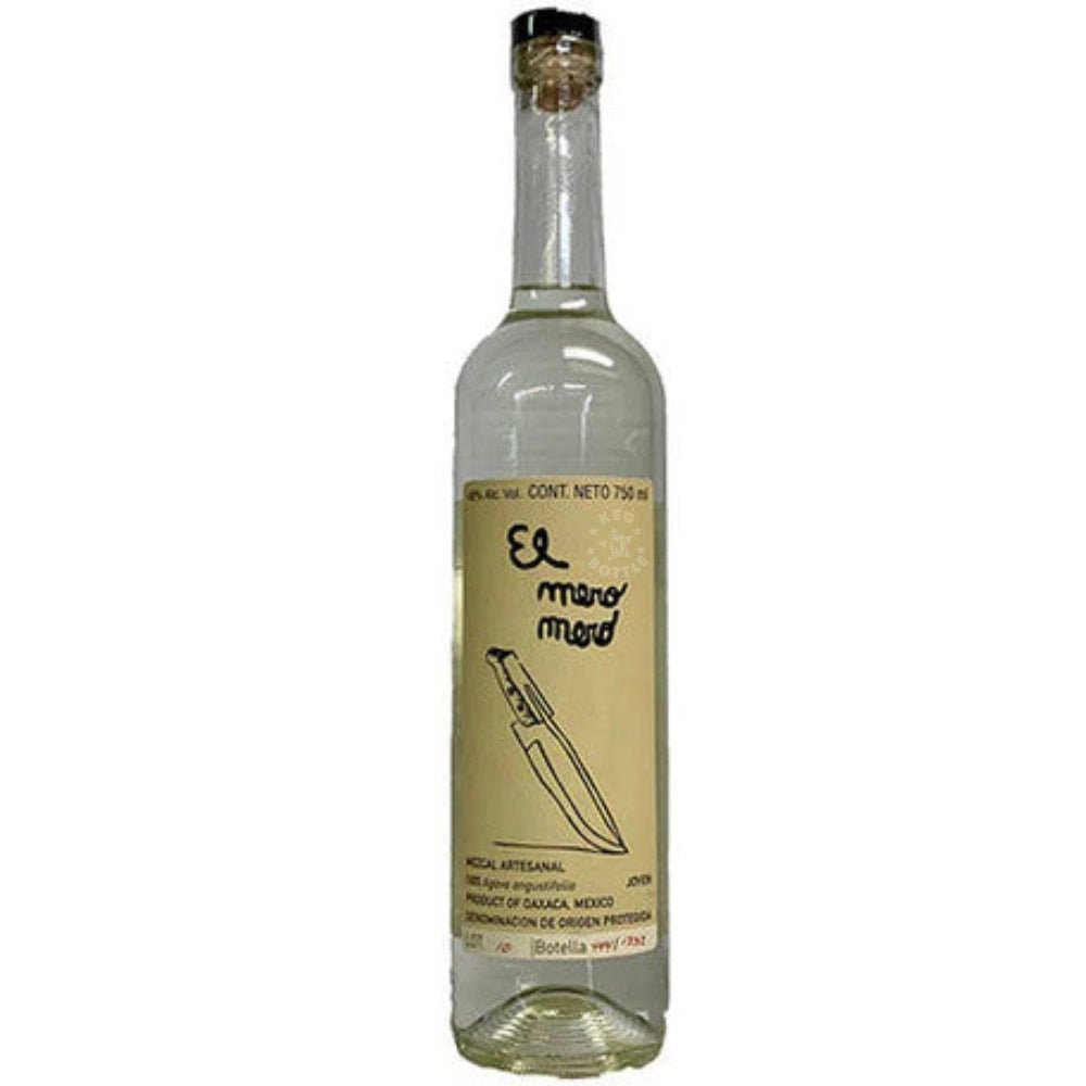 Bottle of El Mero Mero Mezcal Espadín 750ml on bar counter