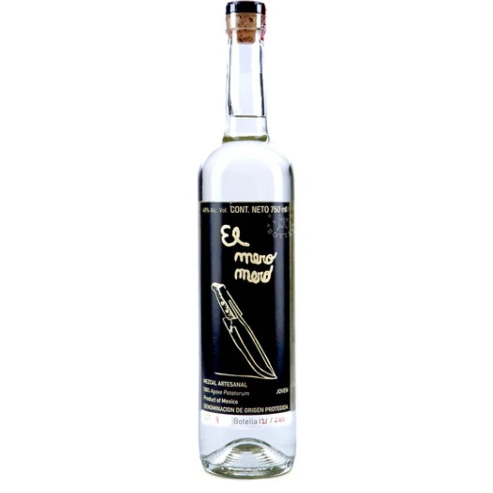 Bottle of El Mero Mero Mezcal Tobalá 750ml on bar counter