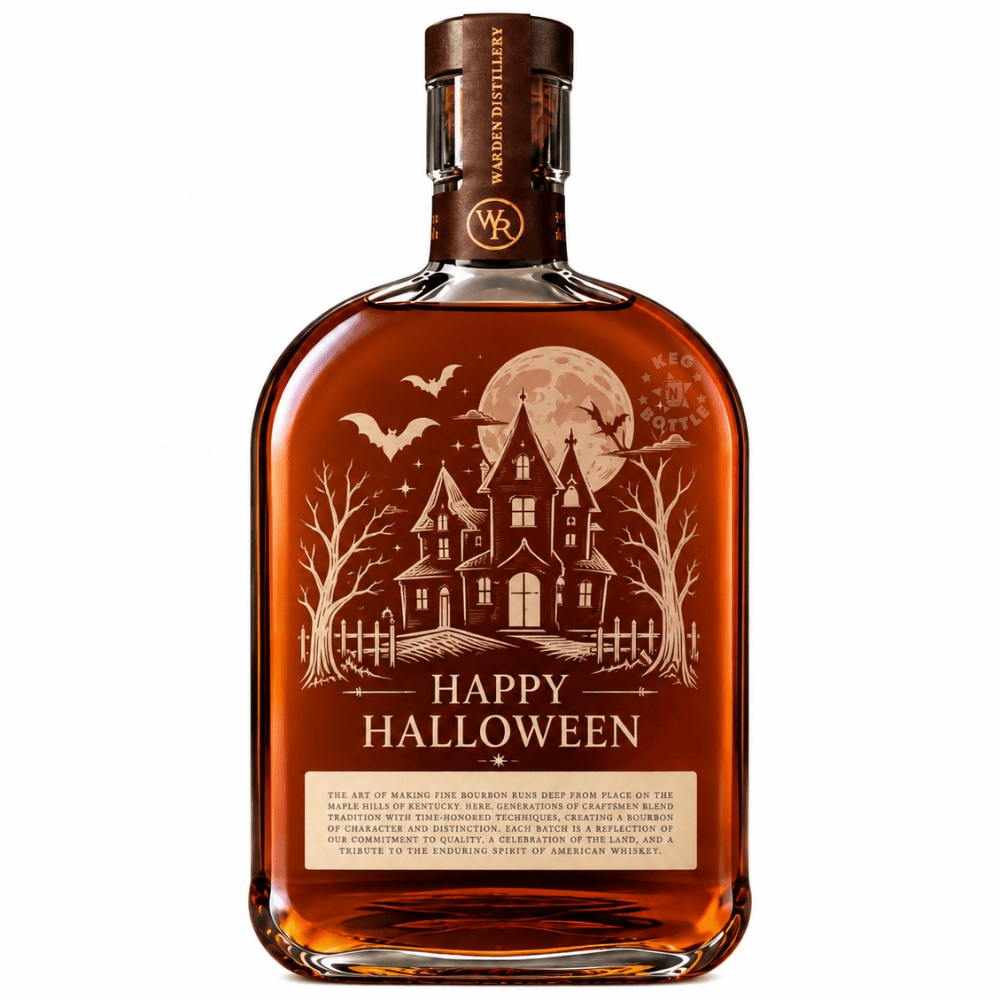 Engraved Thanksgiving Woodford Reserve Bourbon Whiskey 750mL featuring Haunted House