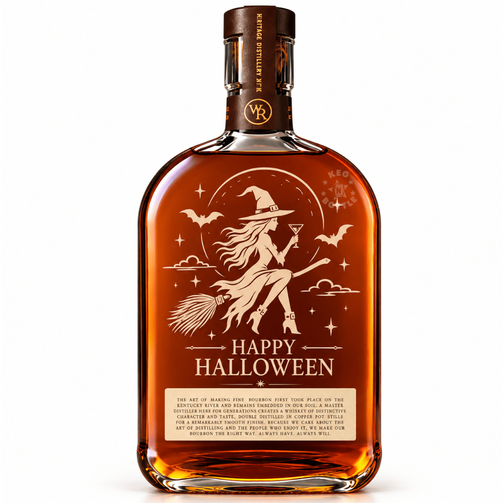 Engraved Halloween Woodford Reserve Bourbon Whiskey (750mL) - Witch