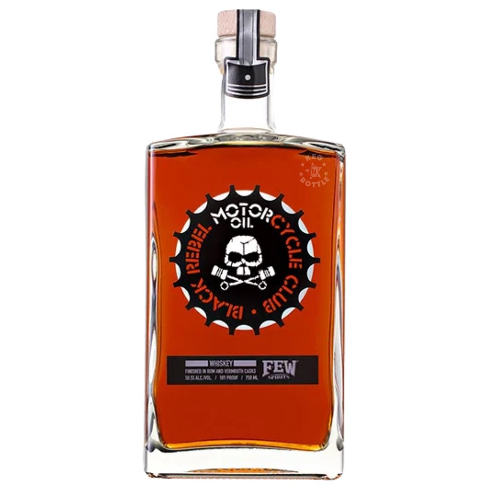 FEW Motor Oil whiskey Black Rebel Motorcycle Club bottle