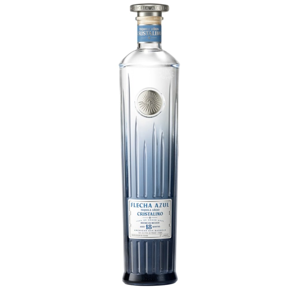 Flecha Azul Añejo Cristalino Tequila bottle – 750 ml, aged 18 months, crystal clear premium tequila