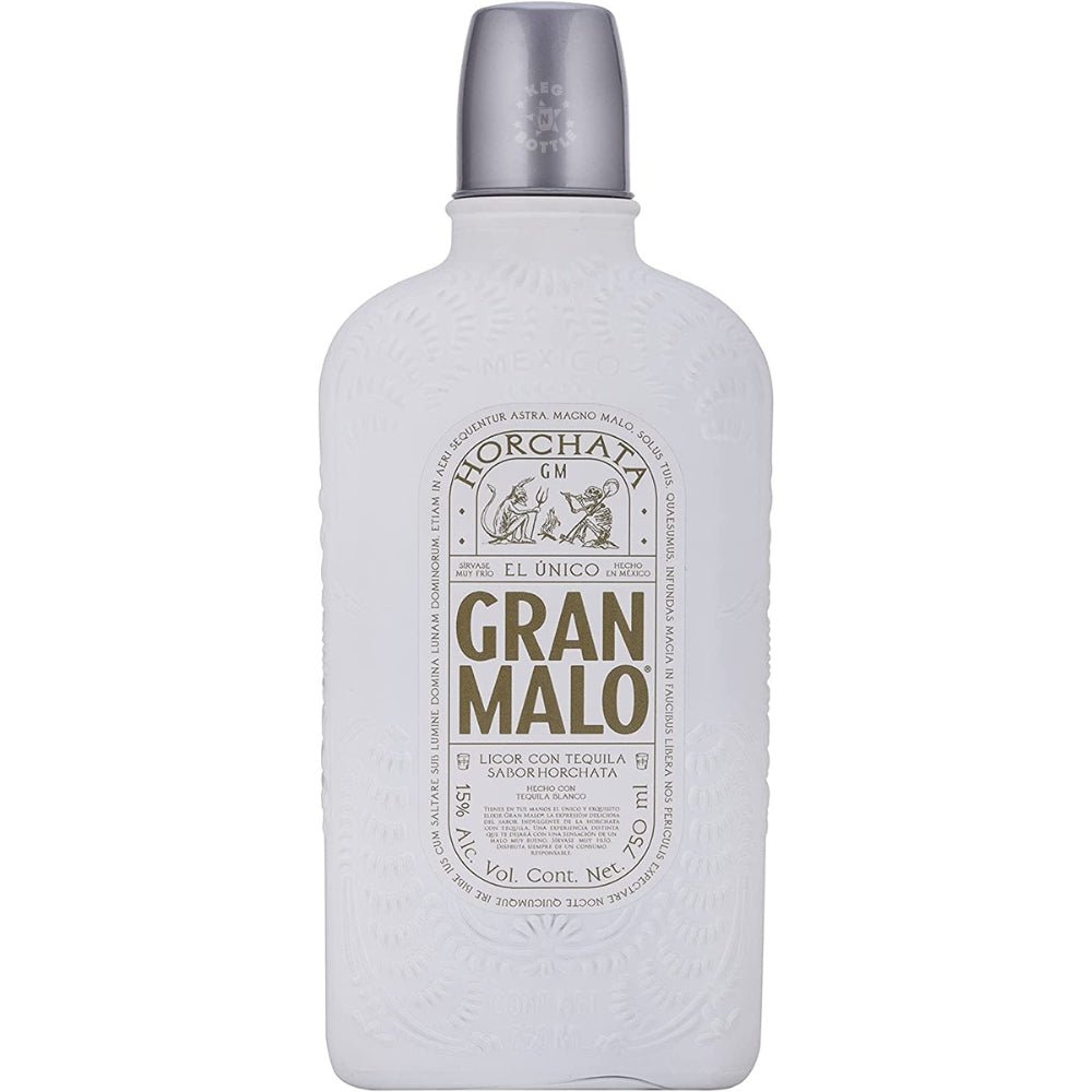 Gran Malo Horchata Tequila Cream Liqueur 750mL white embossed bottle with gold label and silver cap