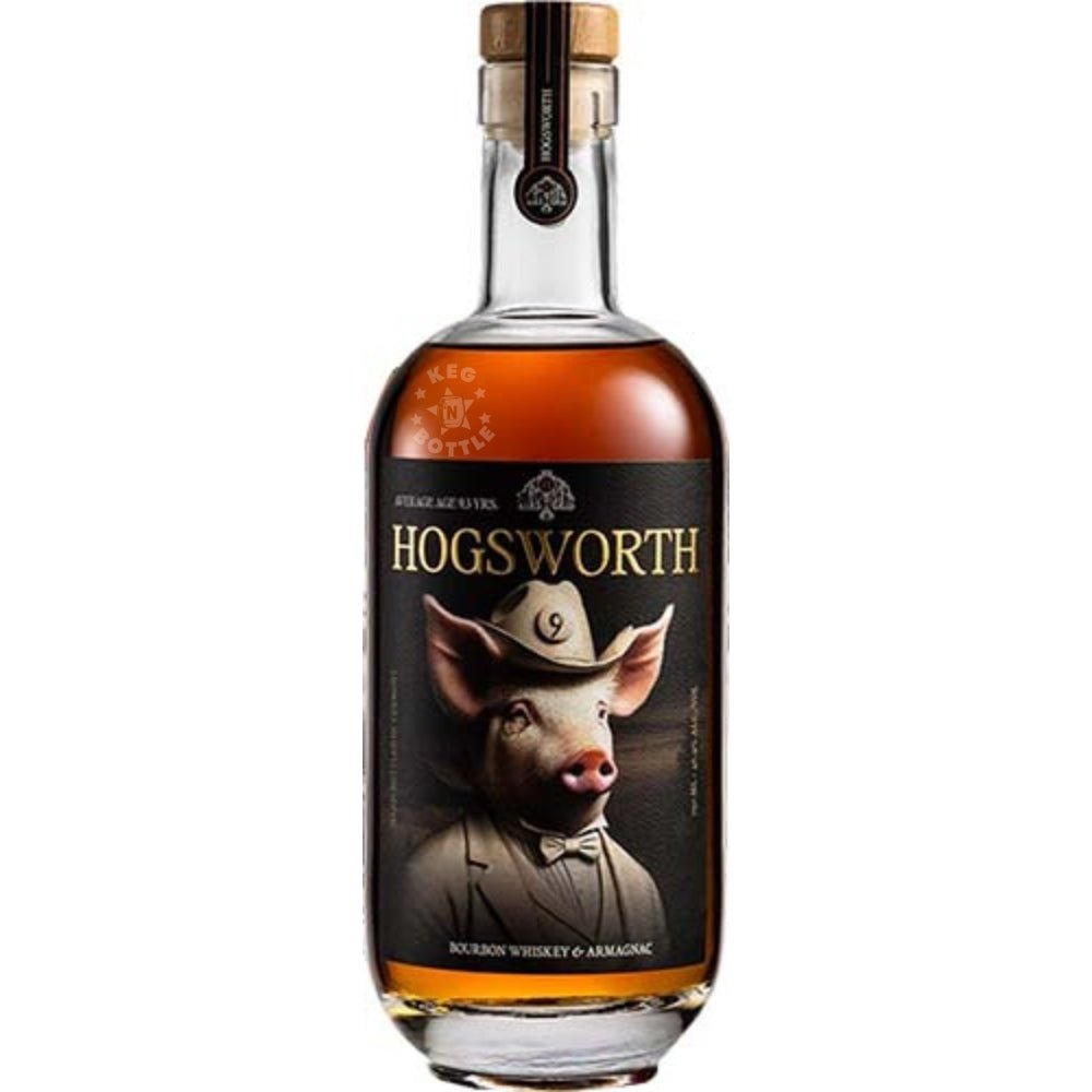 Hogsworth Bourbon Whiskey & Armagnac bottle with pig label (750 ml)