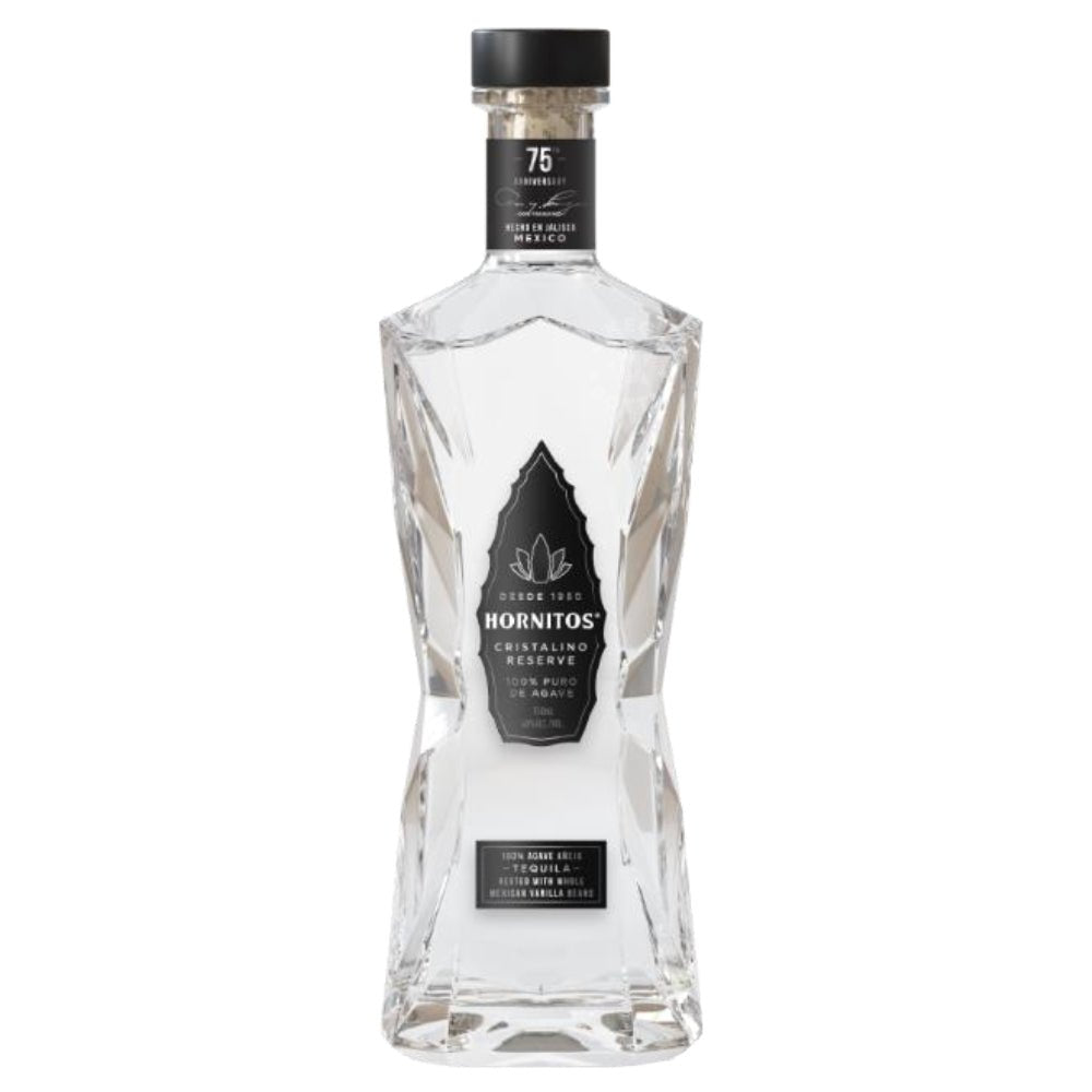 Hornitos Cristalino Reserve Tequila 750 ml bottle – crystal-clear premium Añejo aged with vanilla beans.