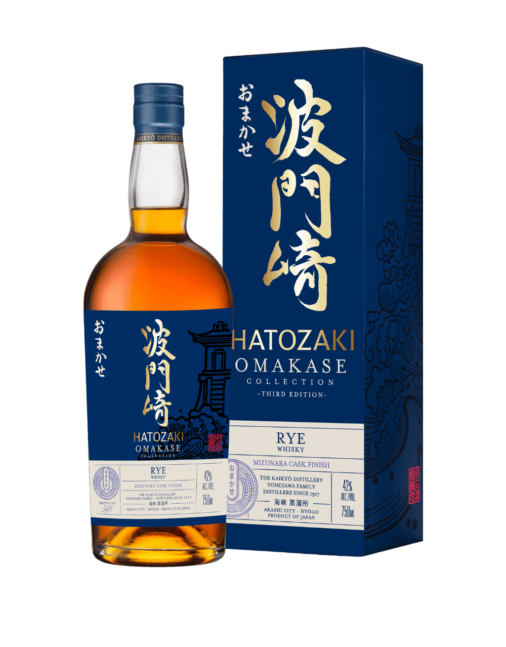 Hatozaki Omakase 15 Year Rye Whisky Mizunara Cask Finish (750mL)