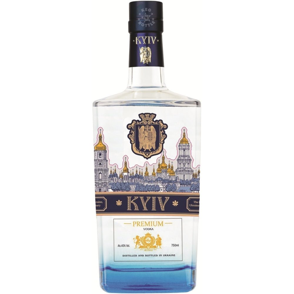 Kyiv Premium Ukrainian Vodka bottle with decorative Kyiv landmark gift box