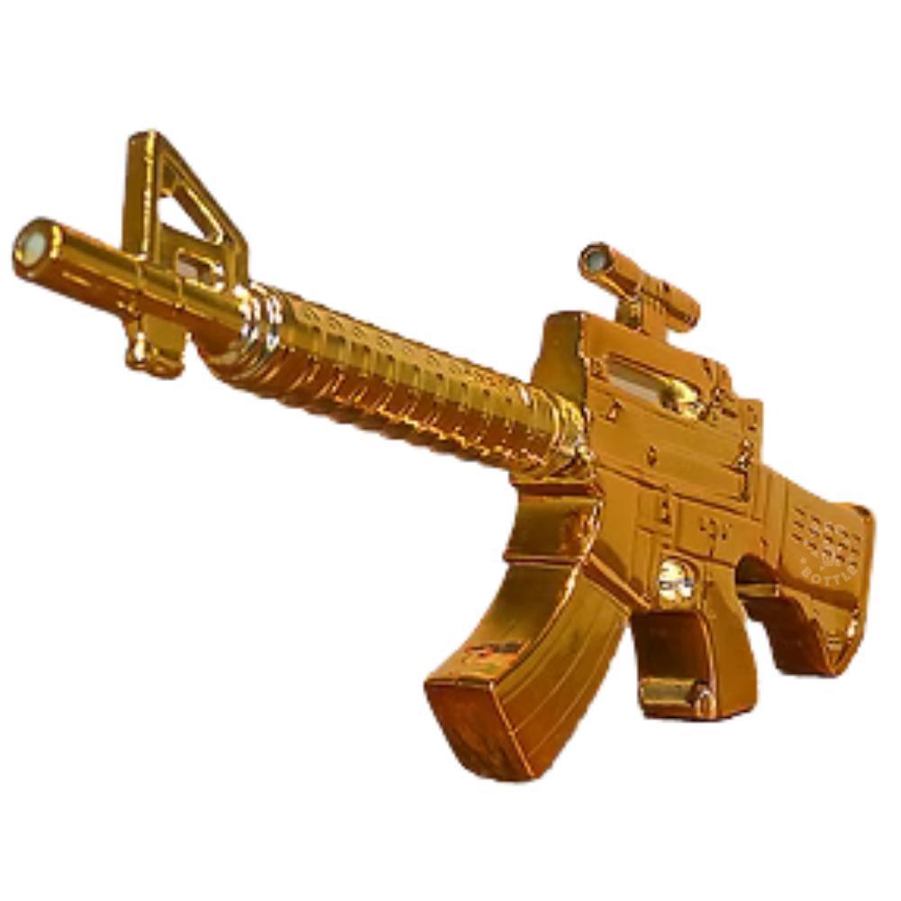 Lock & Load Carbine Gun Collector's Edition Bourbon Whiskey 1.75L in a distinctive carbine-shaped collectible bottle with presentation box. 4