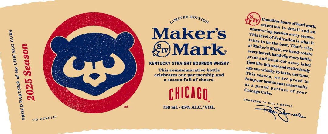Maker's Mark Chicago Cubs 2025 Edition Bourbon Whiskey (750mL) | Keg N Bottle