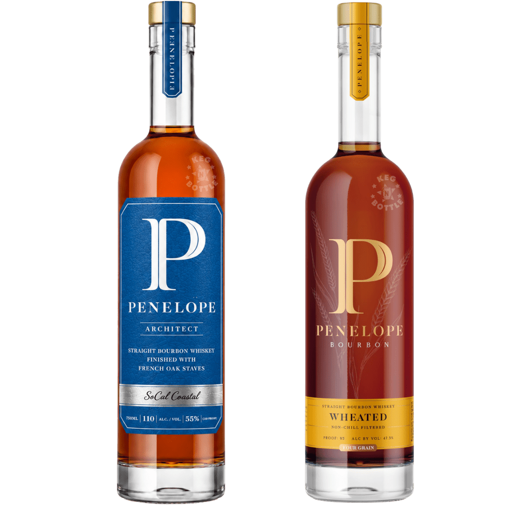 Penelope Wheated and Architect SoCal Coastal Bourbon Whiskey Bundle with two premium straight bourbon whiskey bottles