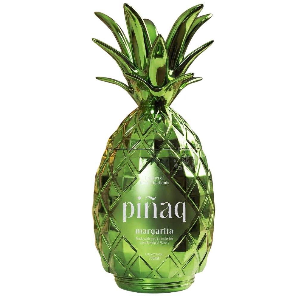 Green pineapple-shaped bottle of Piñaq Margarita ready-to-drink tequila cocktail 750ml