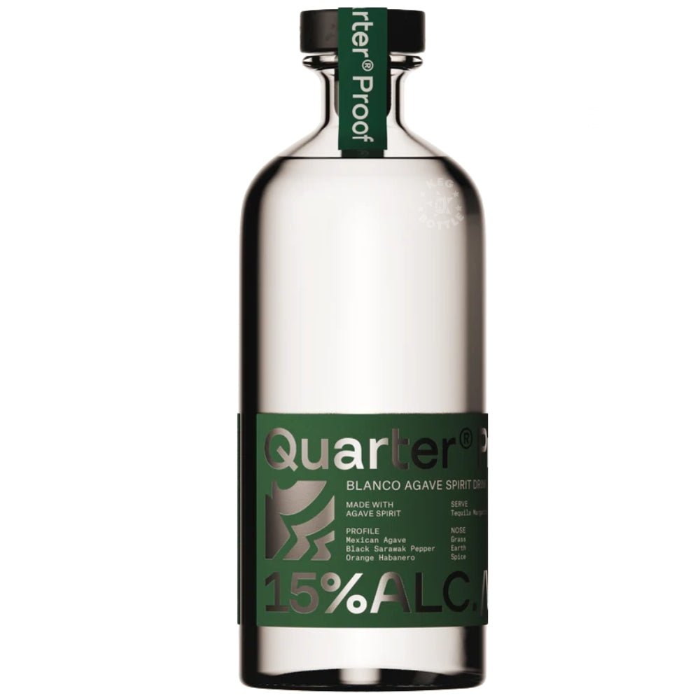 Quarter Proof Blanco Agave Spirit Drink 750 ml low alcohol agave spirit bottle with green label