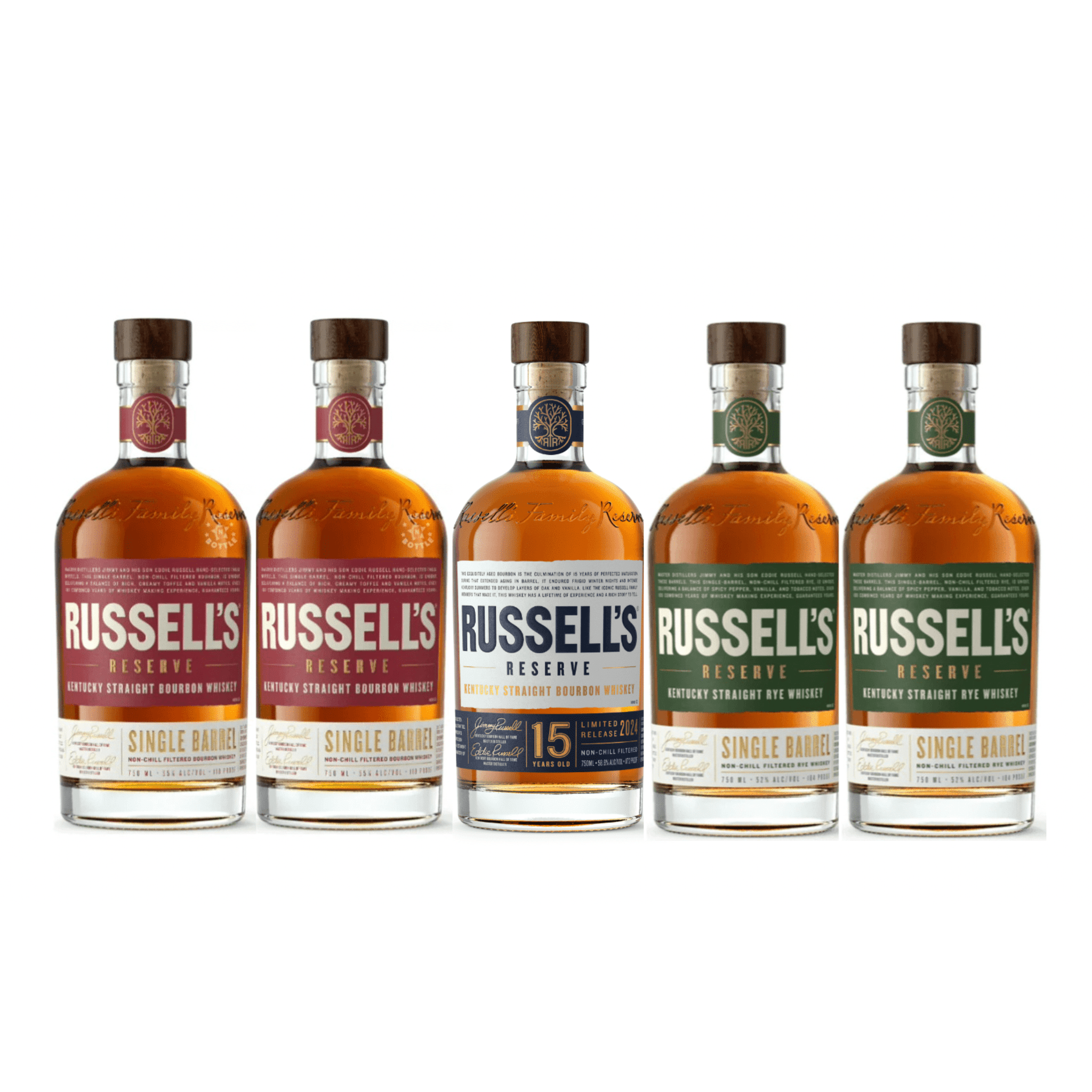 Russell's Reserve 15 Year Bourbon Whiskey Combo Pack (5x750mL